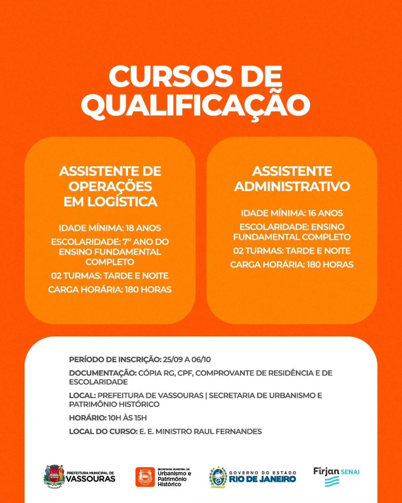 OPORTUNIDADES DE CURSOS DE QUALIFICAÇÃO PROFISSIONAL EM DIVERSAS ÁREAS